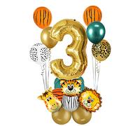 Jxuzh 3. Set di decorazioni per il compleanno della giungla, per bambini, 3 anni, decorazione per il compleanno dei bambini, 3° compleanno, per l'asilo, safari, feste, compleanni