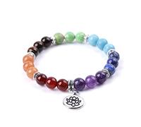 Jxuzh Bracciale con 7 perline Chakra Braccialetti con pietre preziose naturali Bracciale con guarigione yoga da 8 mm Bracciale con pietra Bracciale con pietre naturali Bracciale pietre preziose