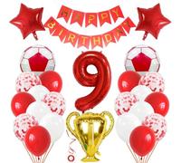 Jxuzh Palloncino Calcio 9 Anni Palloncini Foil Decorazione Compleanno Calcio Ragazzi Decorazione Compleanno Calcio 9 Trofei Palloncino Decorazione Festa Compleanno Ragazzo Bambini Calcio 9 Compleanno