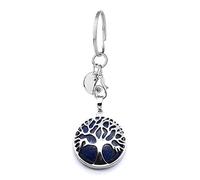 Jxuzh Portachiavi a forma di albero della vita, con gemma naturale, albero della vita, Chakra, pietre curative Reiki, portachiavi portafortuna, lapislazzuli