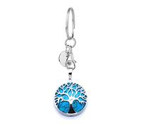 Jxuzh Portachiavi con albero della vita, pietra preziosa, portachiavi con albero della vita, pietra preziosa naturale, Chakra, pietre curative Reiki, portachiavi portafortuna, pietra arenaria blu