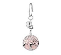 Jxuzh Portachiavi con albero della vita, portachiavi con pietra naturale Chakra, pietre curative Reiki, portachiavi portafortuna, cristallo rosa