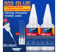 JXVX 1-5 pezzi Super colla 502 ad alta resistenza Adesivo cianoacrilato ad asciugatura rapida per pelle, gomma, legno, metallo Strumento per colla liquida ad alta resistenza Con distributore di