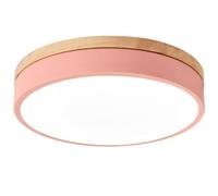 JXYDJH Lampada Da Soffitto A LED Macaron Wood, Plafoniera A LED Piatta Per Cameretta Bambini, Lampada Da Soffitto Minimalista Per Camera Da Letto, Paralume In Ferro E Rovere, 3CCT, Dimmerabile