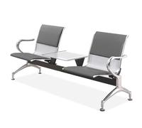 JXYQZD Sedie per Sala D'attesa con Braccioli e Tavolino, Sedia per Ospiti da Ufficio in Similpelle PU, per Aeroporti, Mercati, Banche, Ospedali, Scuole, Barbieri(Gray,170x65x78cm)