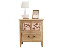 JYARZ Comodino In Legno Semplice Con Doppi Cassetti For Dormitorio(Natural)