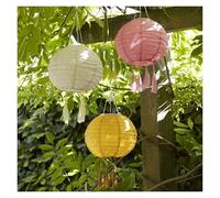 JYARZ Lanterne di Carta Giardino Set di 3 Lanterne da Giardino Cinesi A LED Alimentate A Energia Solare con Nappe Interno Decorazioni(30cm)