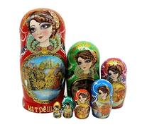 JYARZ Matrioske Matriosca Russa Set di 7 Pezzi di Bambole Russe in Legno Set di Nidificazione in Legno Babushka Matrioska con Pittura A Mano Giocattoli per Bambole Matrioska Russa Bambola Matrioska