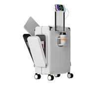 JYARZ Valigia da Viaggio con Coperchio A Caricamento Frontale E Doppie Tasche Laterali(White,24inch)