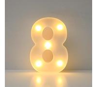 JYB Hopefuture Lampada a LED con numeri 3D illuminati, numeri decorativi, luce notturna 0 1 2 3 4 5 6 7 8 9, per matrimonio, compleanno, festa, lampada natalizia (8)