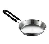JYBNBBE Mini padella per tortillas, padella per tortilla, padella rotonda in acciaio inox per pancake, padella per cucinare in cucina con manico, Silver-27.5X12X2.3CM