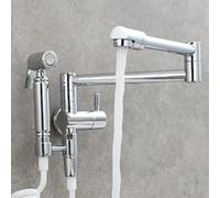 JYBNBBE Rubinetti Rubinetto a Parete Solo Acqua Fredda Pieghevole Multifunzione Pistola a spruzzo Monoforo Ottone Lavandino Lavandino Lavanderia Rubinetto-Roma,Chrome