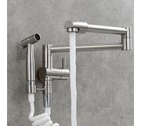 JYBNBBE Rubinetti Rubinetto a Parete Solo Acqua Fredda Pieghevole Multifunzione Pistola a spruzzo Monoforo Ottone Lavandino Lavandino Lavanderia Rubinetto-Roma,Brushed