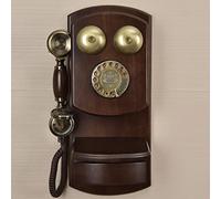 JYBNBBE Telefono Fisso retrò da Parete, Telefono Fisso in Legno per la casa, Classico Telefono a Disco Rotante Vecchio Stile con Funzione di Ripetizione della Chiamata, A
