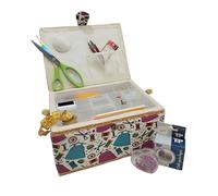 JYC CREATIVE Grande cucito con accessori per cucire, scatola da cucito foderata in tessuto con scomparti, scatola da cucito completa, regalo per mamme, amiche, sorelle, (vestito, grande)