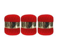 JYC CREATIVE Set 3 Matasse Filato di Cotone n. 12 - 3 x 80g - 100% Cotone Naturale per Uncinetto Extra Fine, Merletti e Pizzi - Colore 3, Rosso