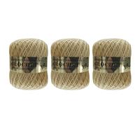 JYC CREATIVE Set 3 Matasse Filato di Cotone n. 12 - 3 x 80g - 100% Cotone Naturale per Uncinetto Extra Fine, Merletti e Pizzi - Colore 3, Beige