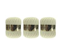 JYC CREATIVE Set 3 Matasse Filato di Cotone n. 12 - 3 x 80g - 100% Cotone Naturale per Uncinetto Extra Fine, Merletti e Pizzi - Colore 3, Giallo