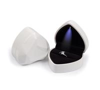 JYCMMFC Scatola per anelli a forma di cuore, con luce LED, per fidanzamento, matrimonio, San Valentino, anniversario, Natale, festa del Ringraziamento, colore bianco