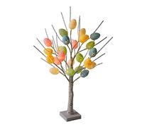 JYCRA Albero di betulla bianco pre-illuminato da 54 pollici con 24 ornamenti da appendere per uova di Pasqua, decorazione artificiale per albero di Pasqua