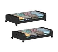 JYCRA Grande Contenitore sotto Il Letto con Ruote, Contenitore sotto Il Letto con Coperchio Perfetto per Vestiti, Coperte e Cassetto Portascarpe, Scatole Portaoggetti in Metallo sotto Il(2PCS-Nero)