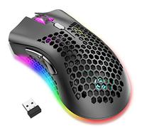 Mouse da gioco senza fili, mouse per computer con guscio a nido d'ape, 7 tasti programmati, 3 DPI regolabili, ricevitore USB, portatile, ergonomico RGB ottico RGB per laptop PC/Mac, nero (nero)