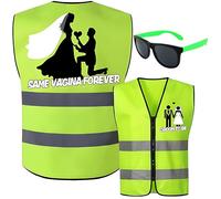 Jyeennar 2 pezzi accessori per addio al celibato da uomo, gilet di sicurezza riflettente verde fluorescente e occhiali da sole, vestito divertente per addio al celibato, regalo di compleanno