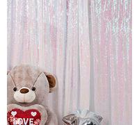 JYFLZQ - Tenda con paillettes, sfondo fotografico, decorazione per feste, matrimoni, compleanni, baby shower, Bianco iridescente., 6 ft x 8 ft