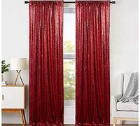 JYFLZQ - Tenda per sfondo con paillettes, colore bordeaux, 5 x 2 m, 2 pannelli con glitter scintillanti, per compleanni, matrimoni, balli di fine anno, feste