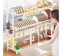 JYHHGDS Scolapiatti da Cucina, scolapiatti a 2 Ripiani sopra Il lavello, ripiano espandibile per Utensili da Cucina, ripiano portautensili da banco. (C)