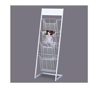 JYHHGDS Semplice espositore per brochure a 4 Strati, Porta riviste da Pavimento, Porta giornali per fiere, esposizioni di Prodotti, uffici (Bianco)