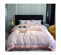 JYHHGDS Set di piumoni Queen, Set di Biancheria da Letto Ricamata, Tessuti per la casa, Lenzuola morbide a Quattro Pezzi, Set Estivo, Biancheria da Letto Completa Morbida (Rosa, Letto da 1,5/1,8 m)