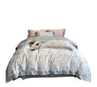 JYHHGDS Set di piumoni Queen, Set di Biancheria da Letto Ricamata, Tessuti per la casa, Lenzuola morbide a Quattro Pezzi, Set Estivo, Biancheria da Letto Completa Morbida (G, Letto da 1,5/1,8 m)