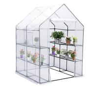 jyibinee Copertura per serra inodore, 143 x 143 x 195 cm, in PE, impermeabile, di ricambio, con porta, isolamento termico, antipioggia, trasparente, verde, bianco