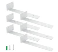 JYiuog 6 supporti per scaffali, galleggianti, invisibili, a L, per il montaggio a parete (bianco, 25 cm (4 mm di spessore)