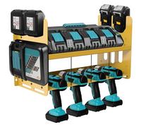 JYiuog Portautensili da parete, portautensili per caricatore Makita DC18SF DC18RC, batteria da 18 V/14,4 V, portautensili per officina e garage, organizzazione scaffale degli attrezzi (giallo)