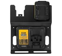 JYiuog Supporto da parete per batteria DeWalt da 20 V e caricatore DCB115, robusto metallo nero, 2 supporti per batteria e caricabatterie per spazio attrezzi e garage
