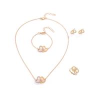 JYIXXZX Parure Gioielli per Donna Cuori Intrecciati Collana Bracciale Orecchini e Anello Cristallo Cuore Pendente con Zirconia Set di Gioielli da Sposa Regolabile Regalo di Compleanno Festa (Oro)