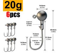 JYJ Amo Jig Testa Piombata 1-28g per Esche Morbide/Verme - Amo da Pesca