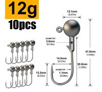 JYJ Amo Jig Testa Piombata 1-28g per Esche Morbide/Verme - Amo da Pesca