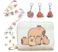 JYJLLM Capybara - Portafogli con 3 portachiavi, tracolla e adesivi, portafogli per bambini e ragazzi, motivo: animali