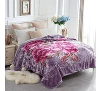 JYK Coperta in pile coreano in finto visone, 210,8 x 231,1 cm, 2,6 kg, double-face, morbida e calda coperta in flanella (peonia/peonia, king size)