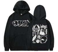 JYKJUEDZ Felpa con Cappuccio Invernale e alla Moda da Uomo con Stampa Grafica del Volto del Rapper MF Doom Madvillain in Metallo