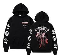 JYKJUEDZ Felpa Unisex Harajuku Hip Hop con Cappuccio in Puro Cotone Stampato Autunno e Inverno Bad Omen The Forever Tour