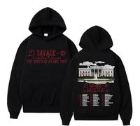 JYKJUEDZ Rapper 21 Savage The American Dream Tour Autunno e Inverno Concerto 100% Cotone Stampa Felpa con Cappuccio Uomo Vintage Gotico