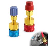 Jylen R1234yf - Set di 2 adattatori a innesto rapido R134a High Low | ottone, filettatura di precisione, blocco a sfera, funzione autobloccante, adattatore rosso ad alta pressione e blu a bassa