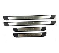 JYMLOV 4 Pezzi Acciaio Inossidabile Battitacco per Auto Sticker, per Fi-at 500X, Esterno Battitacco Protezione Plates Anti-Graffio Scuff Adesivi Decorativi Accessori,Black,Silver