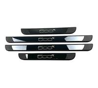 JYMLOV 4 Pezzi Acciaio Inossidabile Battitacco per Auto Sticker, per Fi-at 500X, Esterno Battitacco Protezione Plates Anti-Graffio Scuff Adesivi Decorativi Accessori,Black,Black