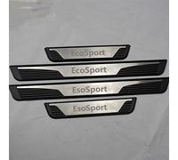 JYMLOV 4 Pezzi Acciaio Inossidabile Battitacco per Auto Sticker, per FO-rd Ecosport 2013 2014-2019, Esterno Battitacco Protezione Plates Anti-Graffio Scuff Adesivi Decorativi Accessori,Black,Silver