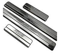 JYMLOV 4 Pezzi Acciaio Inossidabile Battitacco per Auto Sticker, per FO-rd Focus 2009 2010-2015, Esterno Battitacco Protezione Plates Anti-Graffio Scuff Adesivi Decorativi Accessori,Black,B